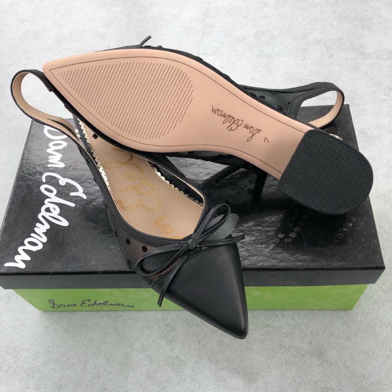 Giày cao gót nữ mặt lưới mũi nhọn có quai sau đế 4cm Sam Edelman