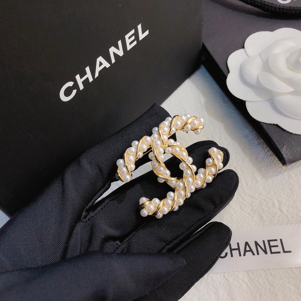 Ghim Cài Áo Hình Chữ C Đính Ngọc Trai Giả Thời Trang