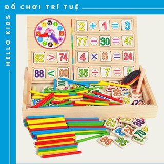 [HÀNG CAO CẤP] Bảng toán học kèm đồng hồ bằng gỗ cho bé tập làm phép tính.