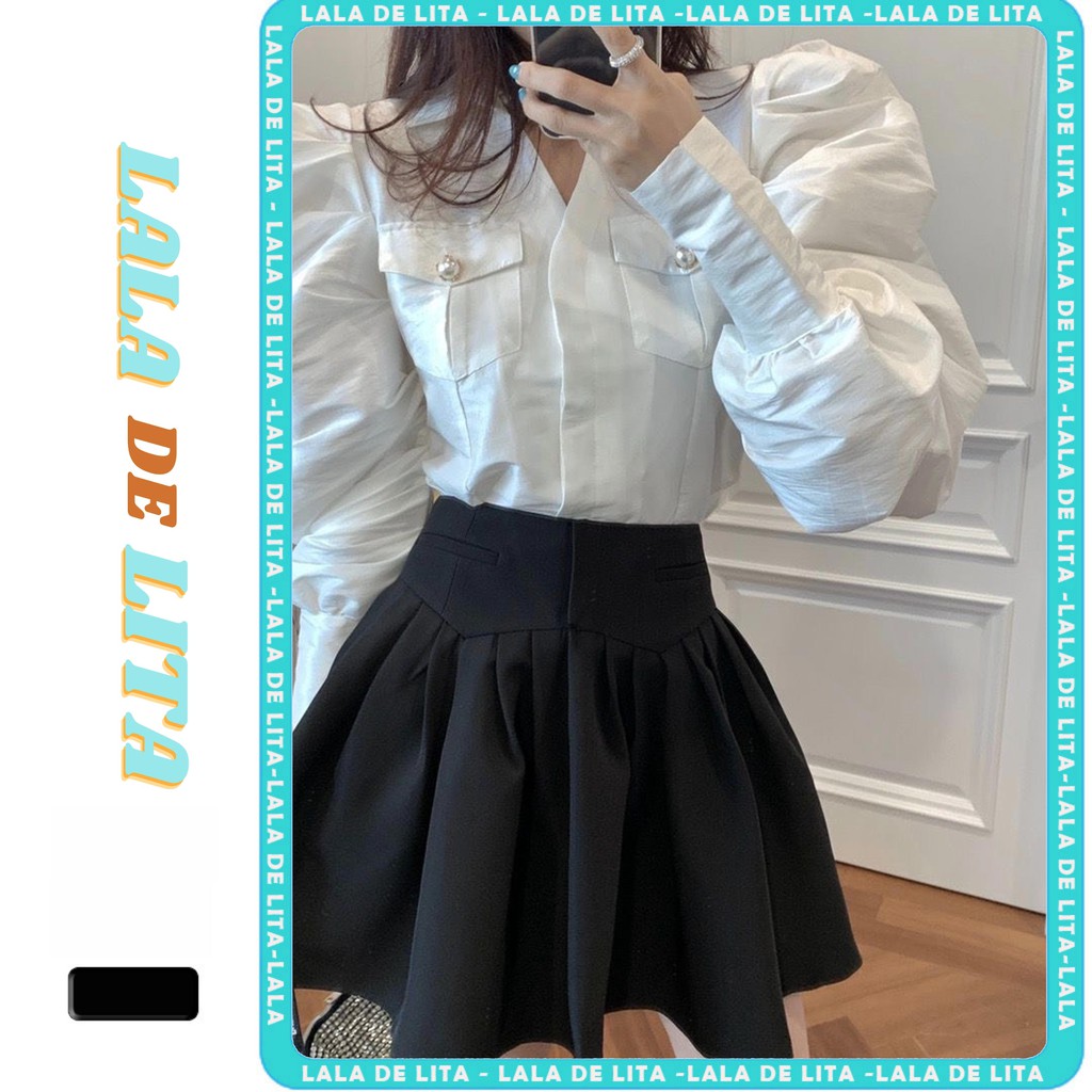 Chân váy lưng cao xếp ly phong cách hàn quốc -LALALITA