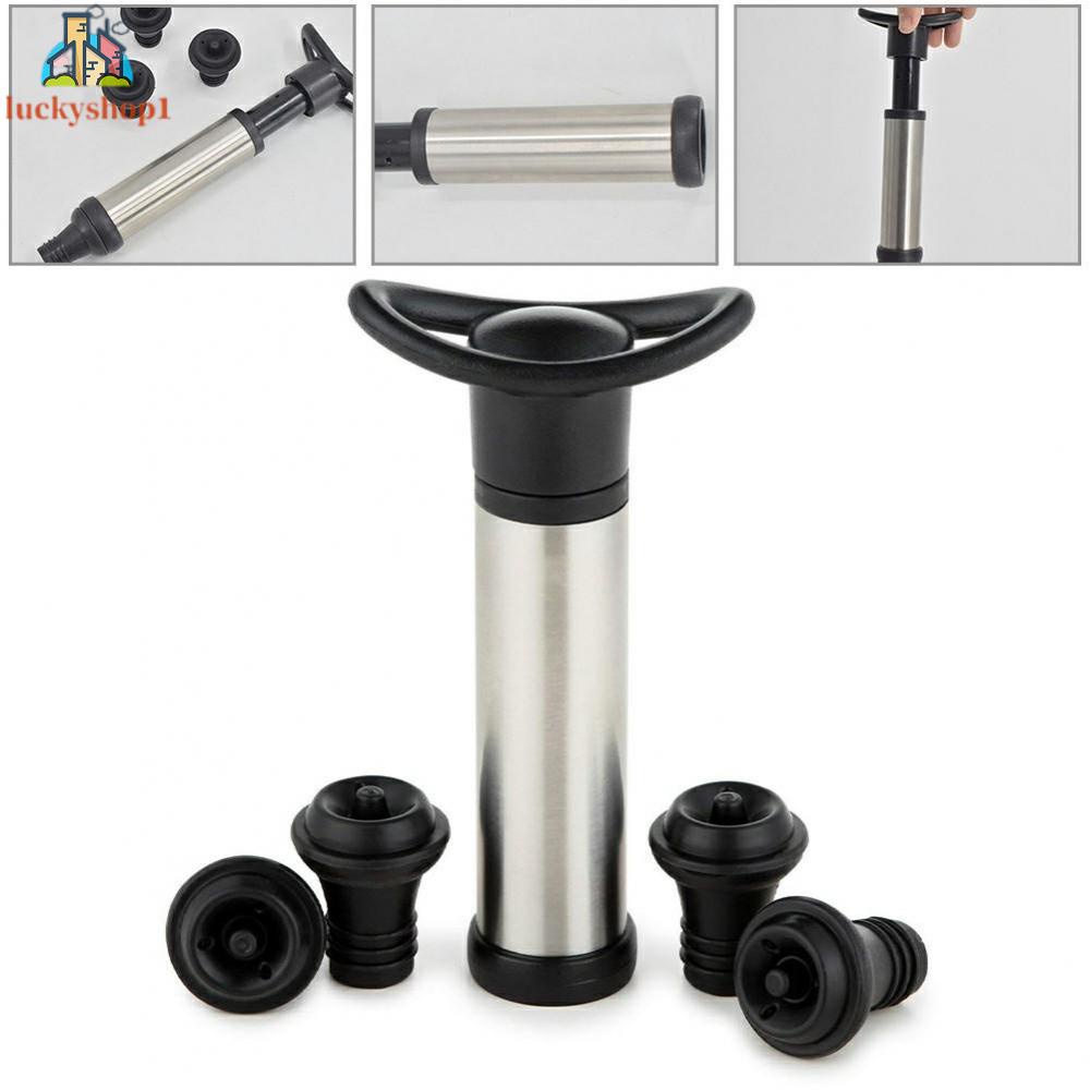 Bảo quản rượu vang Máy hút chân không với 4 nút đậy bằng thép không gỉ Nút chai rượu vang Bơm chân không Bơm rượu vang Bơm chân không Nút đóng chai rượu sâm banh