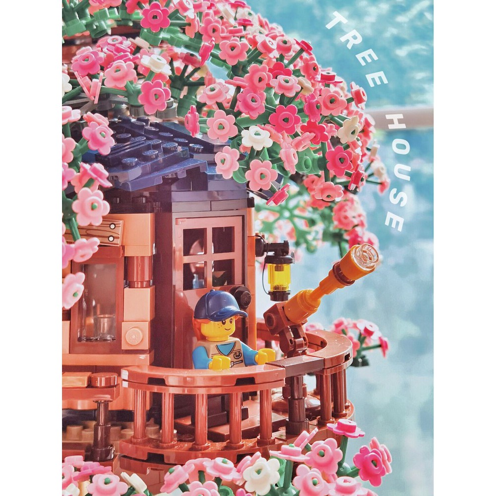 Đồ chơi giáo dục Lắp Ráp mô hình MOC  7000 pcs ngôi nhà trên cây mùa hoa nở  Flower Tree House