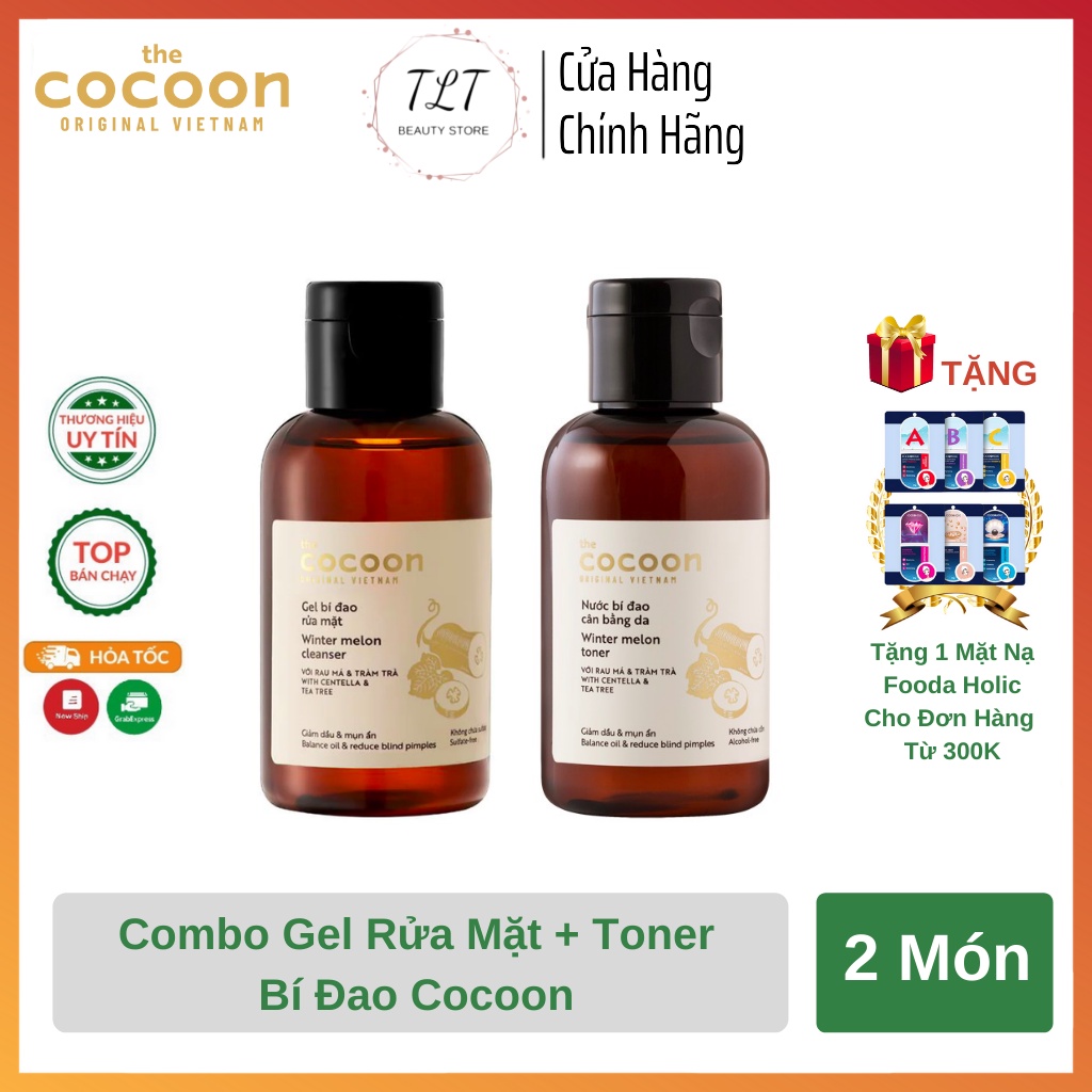 Combo Gel Rửa Mặt Bí Đao Cocoon Thiên Nhiên 140ml Và Nước Cân Bằng Toner Bí Đao Cocoon 140ml Dưỡng Ẩm Sạch Da