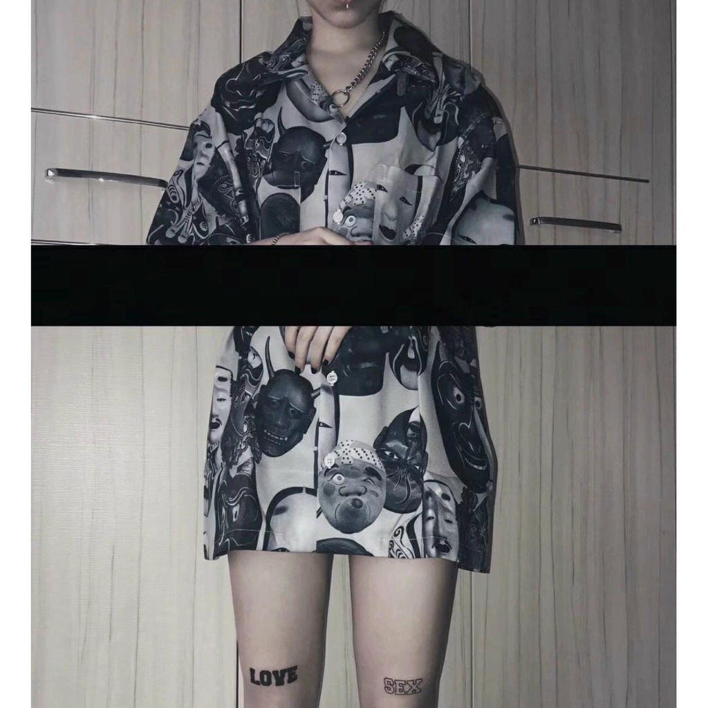 Áo sơ mi form rộng tay lở nam nữ hoạt hình mặc đều đẹp chất lụa mềm mịn cực thoát mát, áo sơ mi đôi cặp nhóm