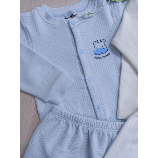 Goodmama - Bộ thu đông cotton dày dệt 2 lớp mềm ấm cho bé 3-7kg