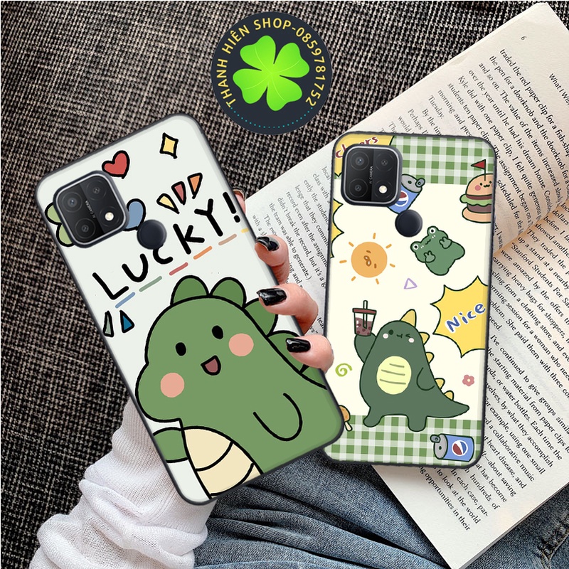 Ốp lưng điện thoại Oppo A15 / Oppo A15S - in hình chú khủng long xanh happy và chiếc kem trứng mẫu mới