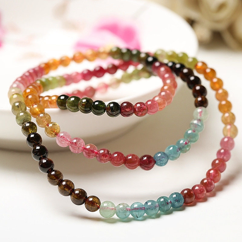 Vòng tay Tourmaline tự nhiên ba vòng hạnh phúc Mul