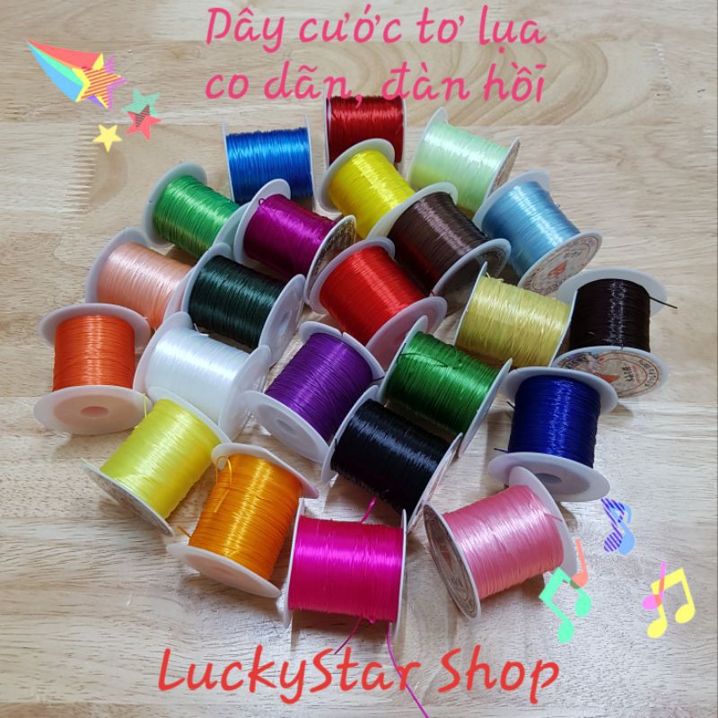 Dây Cước Tơ Lụa co dãn, có độ đàn hồi tốt, dài 8 mét dùng xỏ vòng, xâu vòng, thắt vòng, đan dây, xỏ chuỗi, vòng tay.