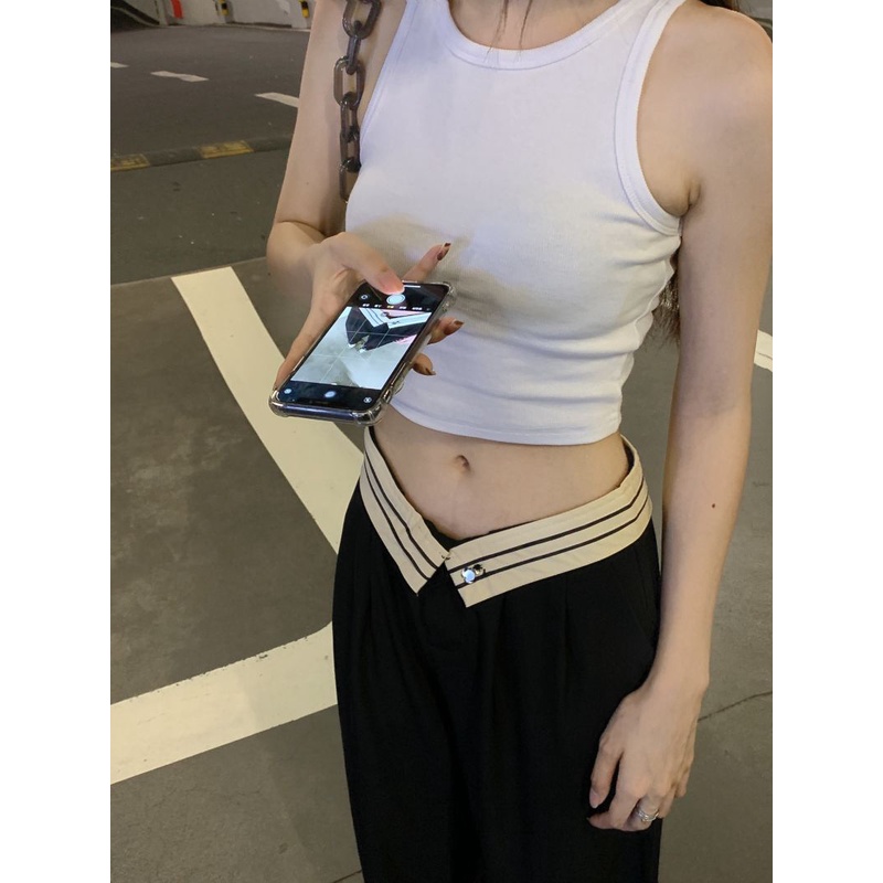 QKOOLE Quần dài  ống rộng phong cách Hàn Quốc cho nữ