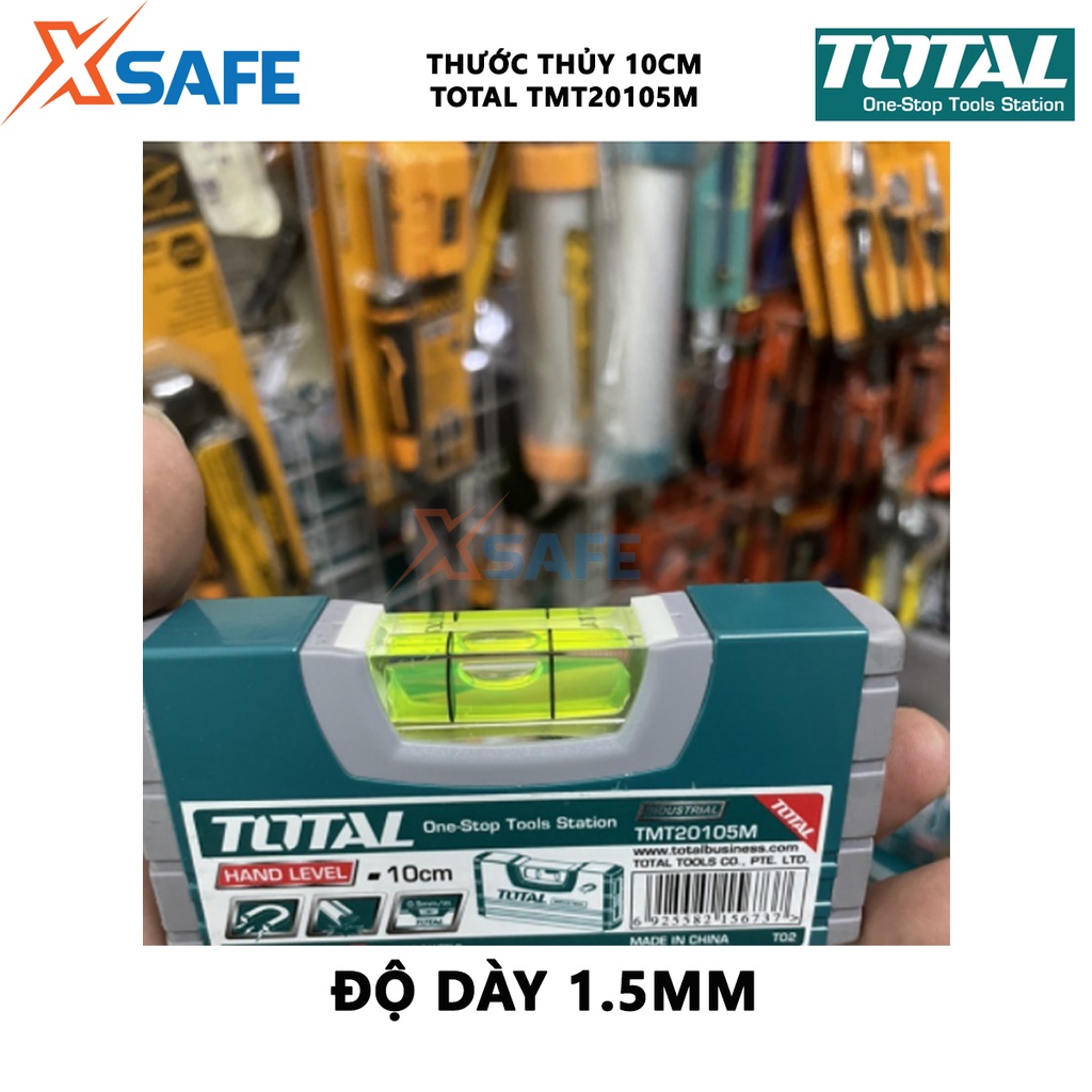 Thước thủy từ tính TOTAL TMT20105M Thước thủy nam châm chiều dài 10cm, tiêu chuẩn VPA, độ dày 1,5mm - Chính hãng