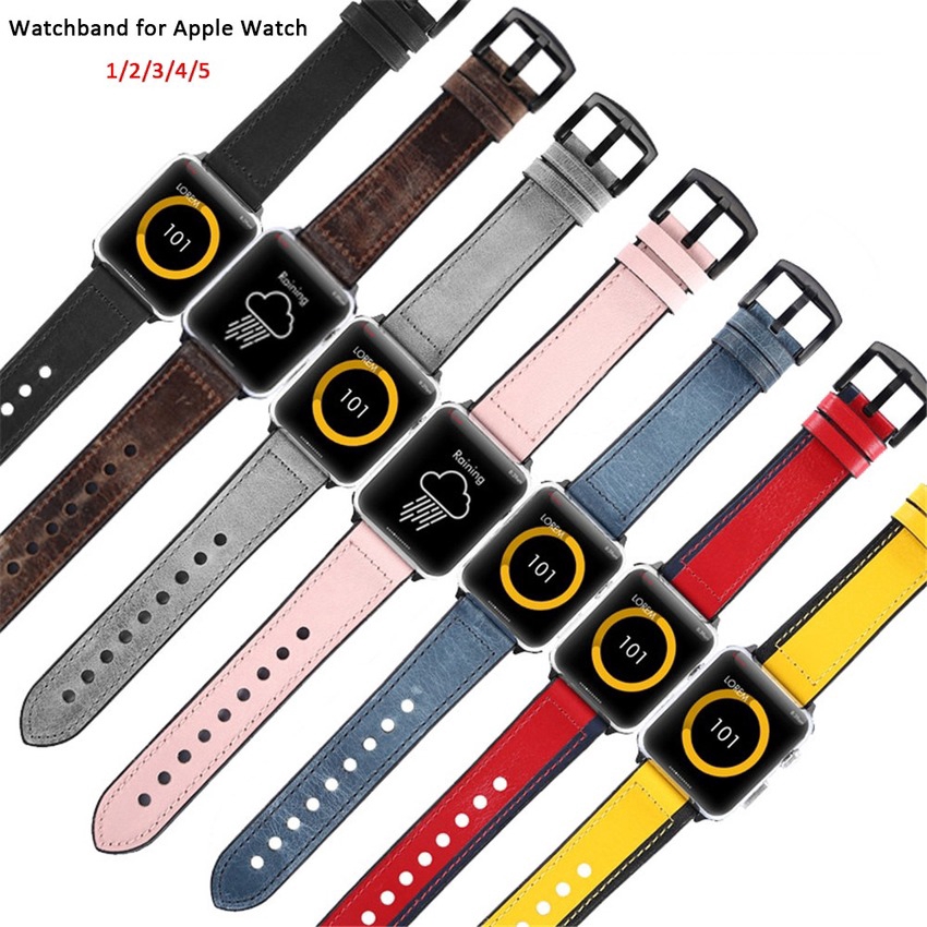 Dây Đeo Bằng Da Mềm Nhiều Màu Cho Đồng Hồ Thông Minh Apple Watch 44mm 40mm 38mm 42mm Series 6 SE 5 4 3 2 1 Band