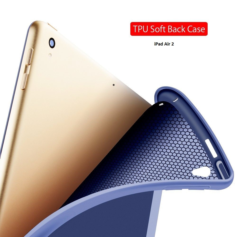 Bao da kiêm ốp lưng cho iPad Air 2 (Xanh đen) Mẫu 3 | BigBuy360 - bigbuy360.vn