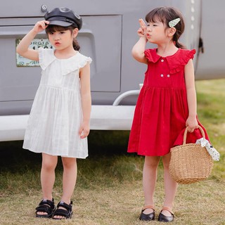 Váy cổ bèo bèo #dudu #cream ngọt ngào cho các bé, vải thô mềm mát
