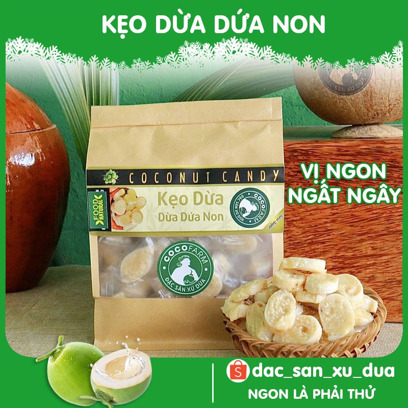 Kẹo Dừa Dứa non cuộn bánh tráng Cocofarm bịch 500g