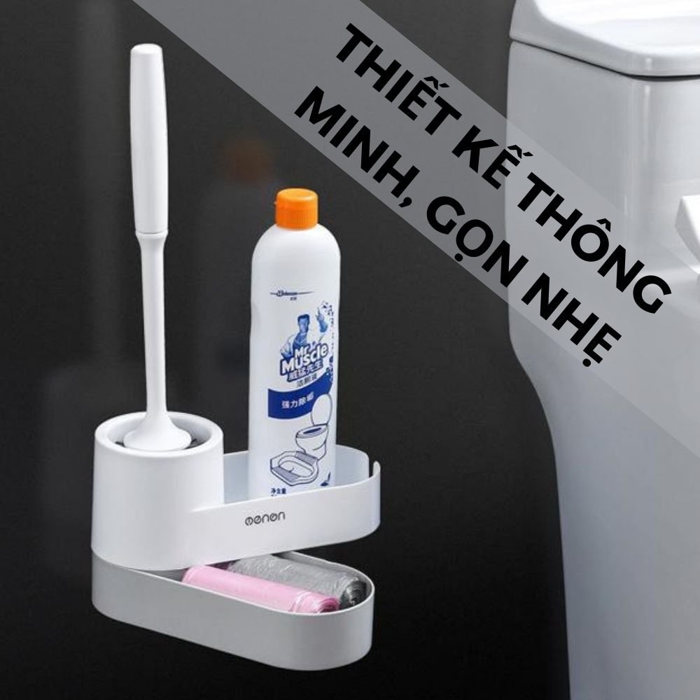 Chổi Cọ Vệ Sinh OENON Chính Hãng Kèm Kệ Để Chổi Cọ Rửa Toilet Thông Minh (Tặng Miếng Dán Dự Phòng )