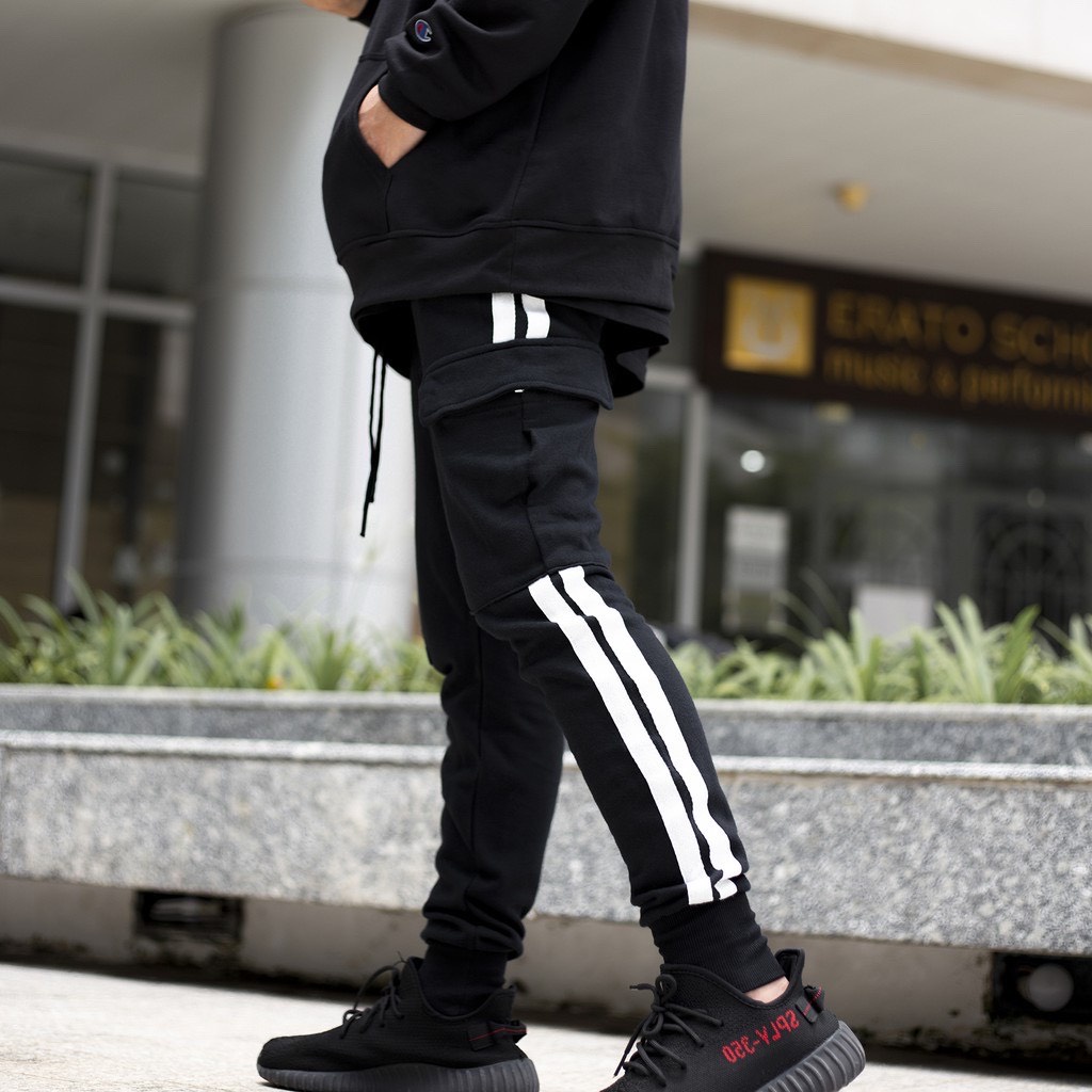 Quần jogger bo gấu túi hộp 2line 2s phong cách unisex nam nữ vải umi cao cấp ulzzang