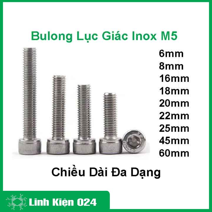 Bu lông lục giác chìm đầu trụ M5 Inox 304 kích thước 6mm-60mm