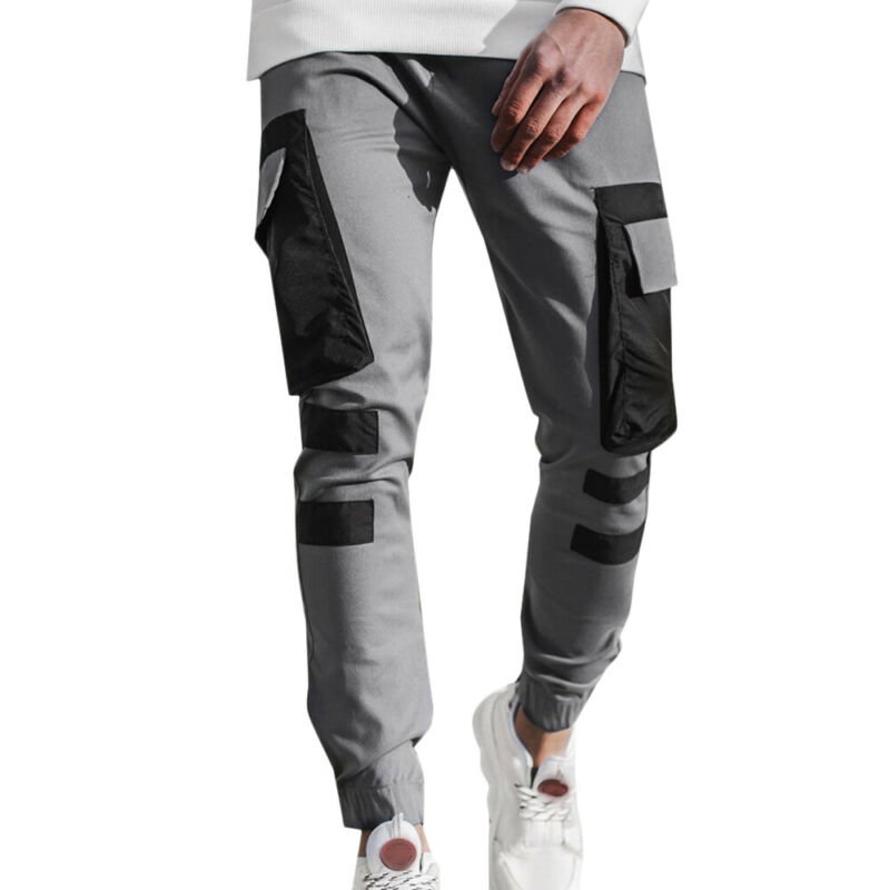 COD Men Cargo Slim Fit Pocket Track Pants Harem Jogger College School Casual CO
