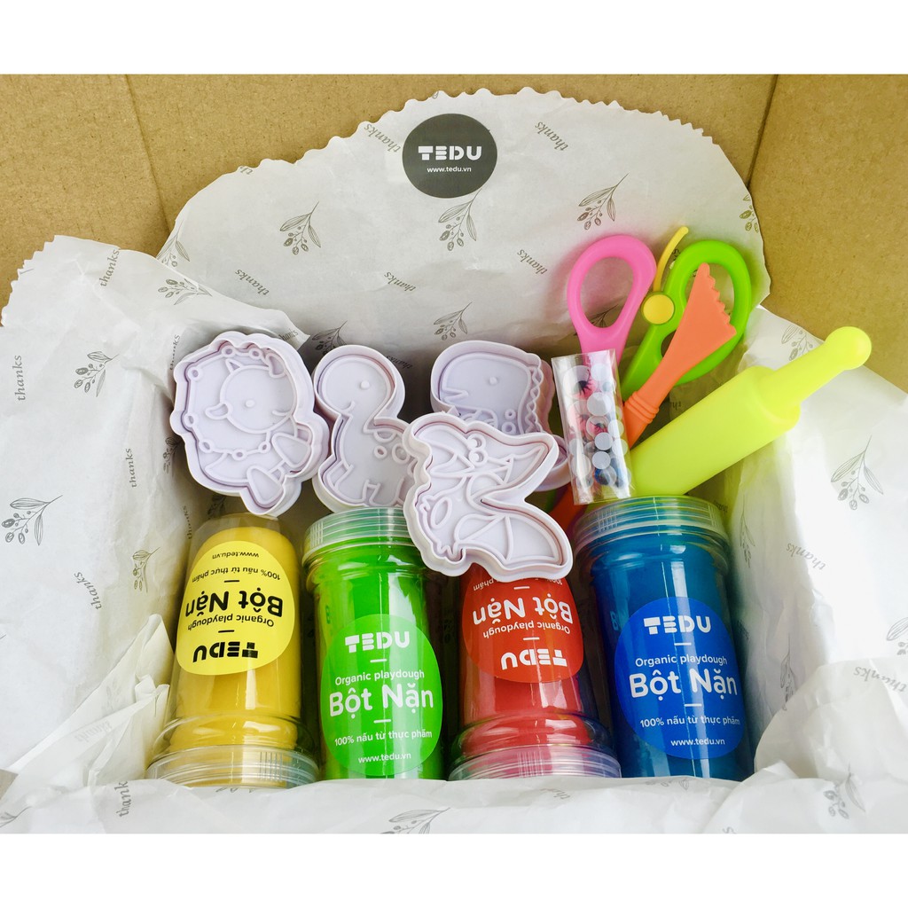 Combo bột nặn đất nặn an toàn TEDU quà tặng 179 - Khủng long cổ lùn