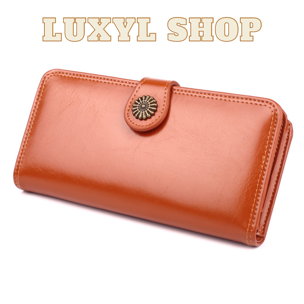 Ví Dài Nữ Cầm Tay Da Sáp Đựng Điện Thoại Di Động Và Thẻ Tiền Thương Hiệu Thời Trang LUXYL VI004