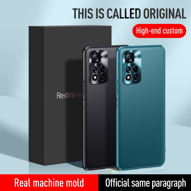 Ốp Điện Thoại Da Viền Kim Loại Chống Sốc Bảo Vệ Camera Cho Xiaomi Redmi Note 11 / Note 11 Pro 5G