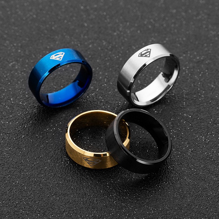 Nhẫn nam cá tính Superman 8mm INOX không đen - N657