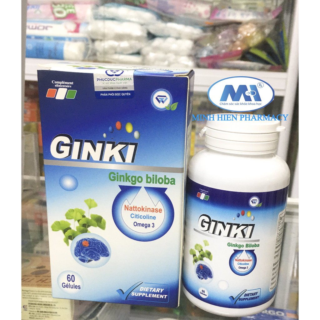 Bổ Não GINKI hỗ trợ tăng cường tuần hoàn não , giảm đau đầu hoa mắt chóng mặt