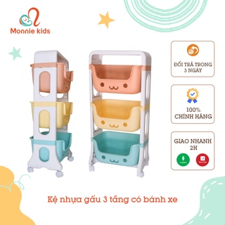 Kệ nhựa gấu 3 tầng có bánh xe