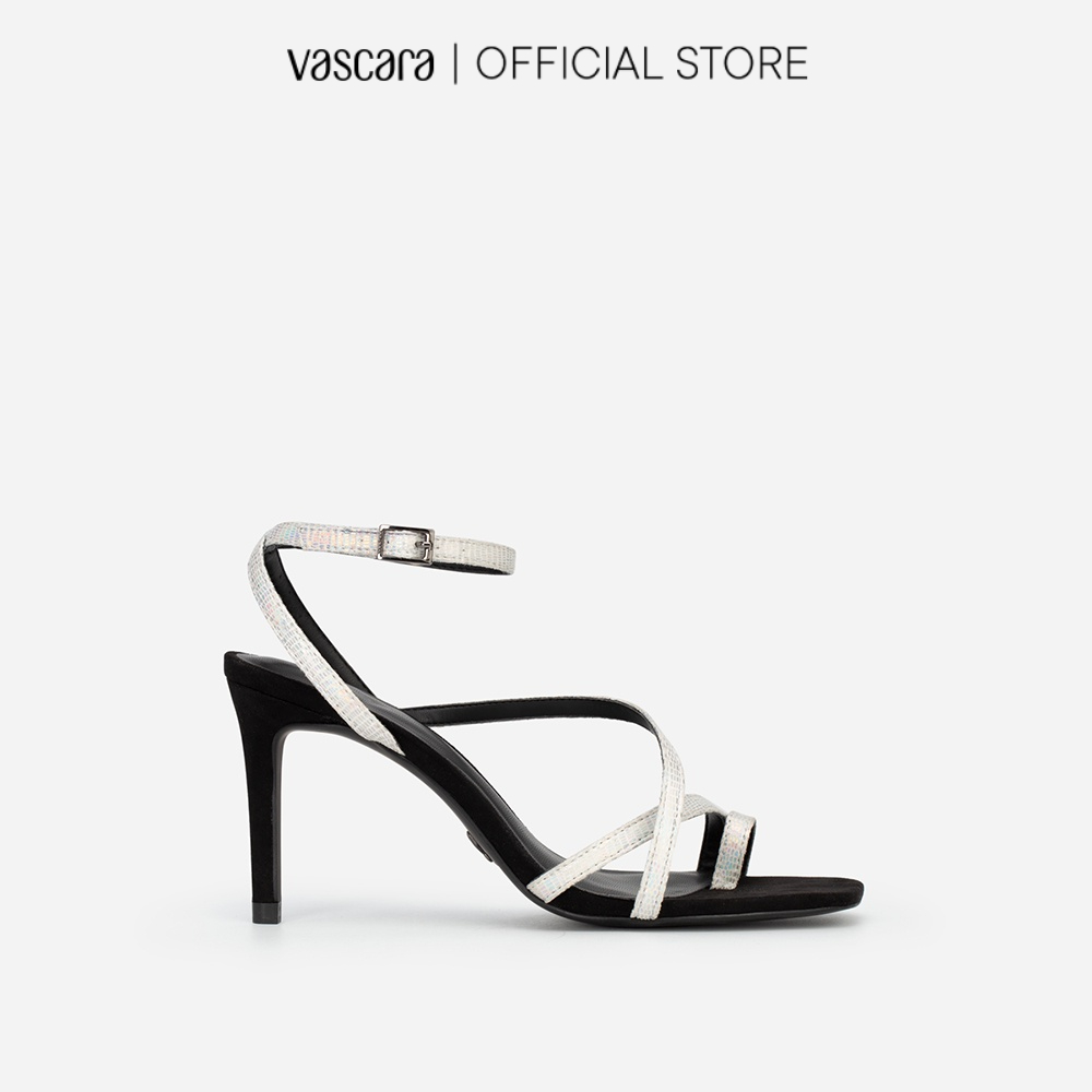 Vascara Giày Sandal Ankle Strap Quai Mảnh Vân Kỳ Đà SDN 0702 Màu Bạc