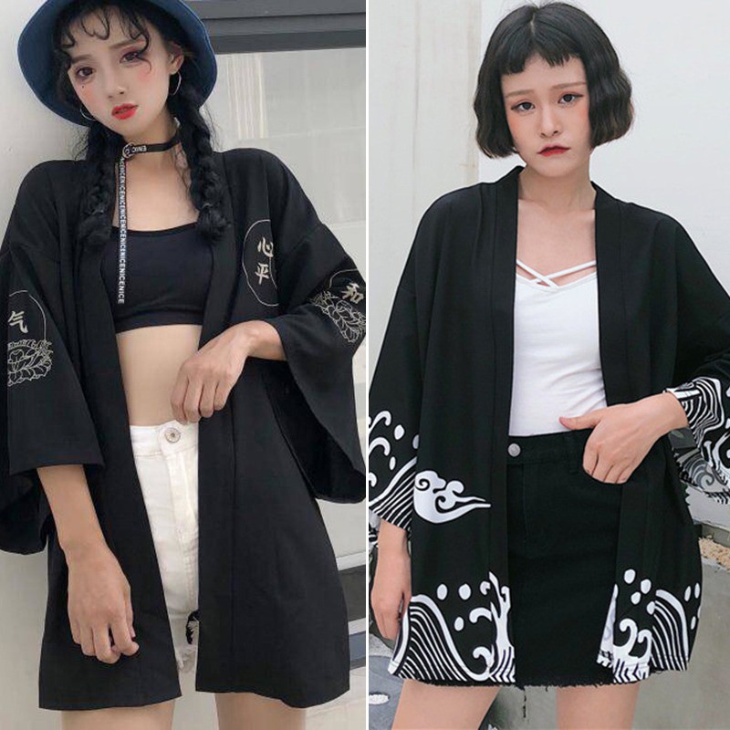 [Baywellfashion]Áo khoác Kimono in hoạ tiết thời trang cho nữ