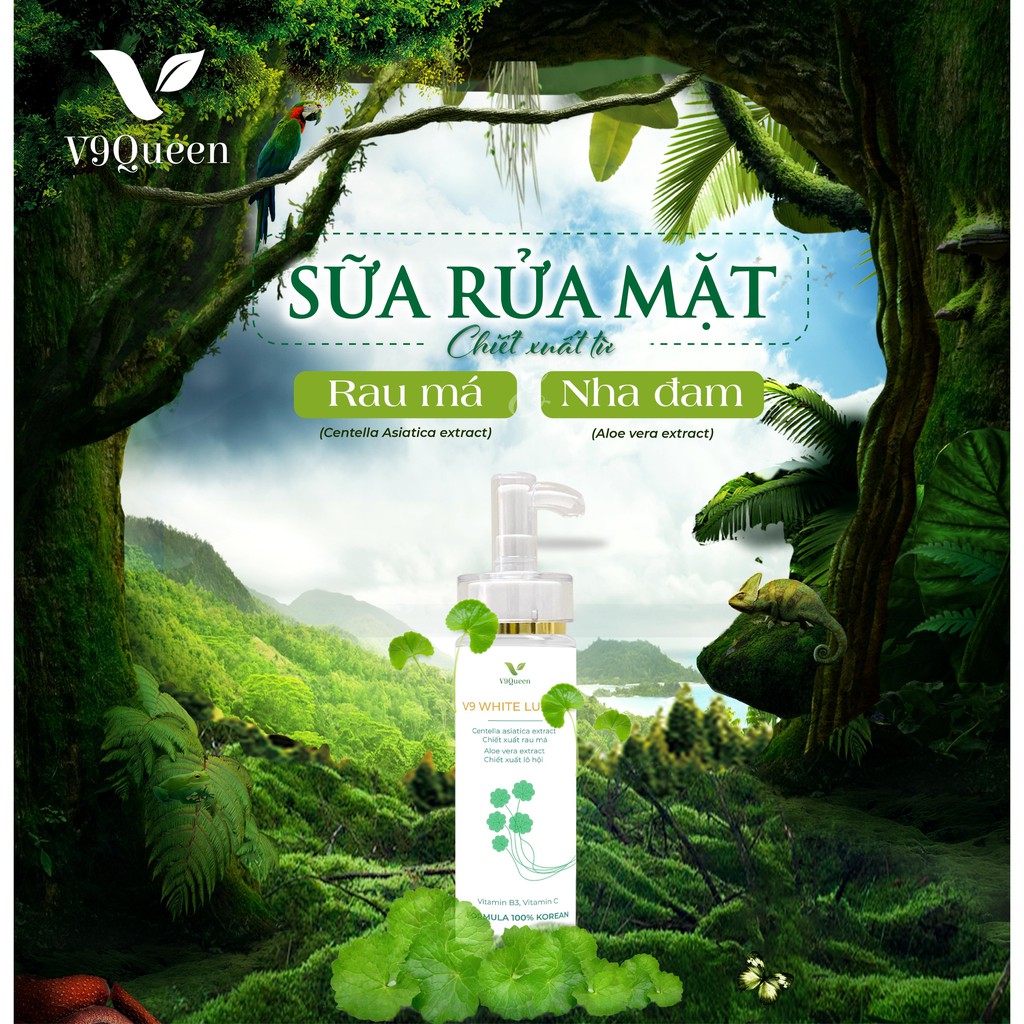Sữa Rửa Mặt Tạo Bọt Rau Má, giảm Mụn, Mờ Thâm Nám, Tàn Nhang - Mỹ Phẩm Bà Bầu V9Queen | BigBuy360 - bigbuy360.vn
