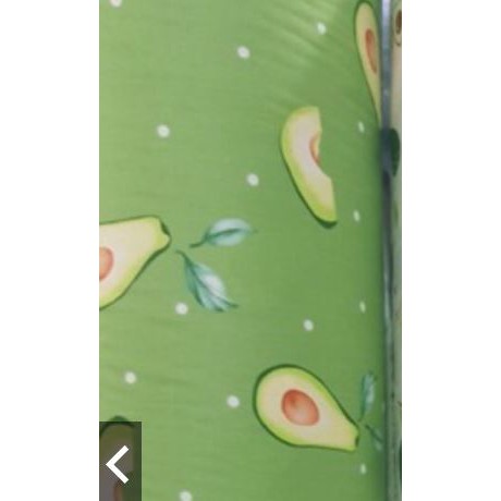 Vải bơ chất thô lụa in hình họa tiết quả bơ xanh bơ trắng khổ 1m6