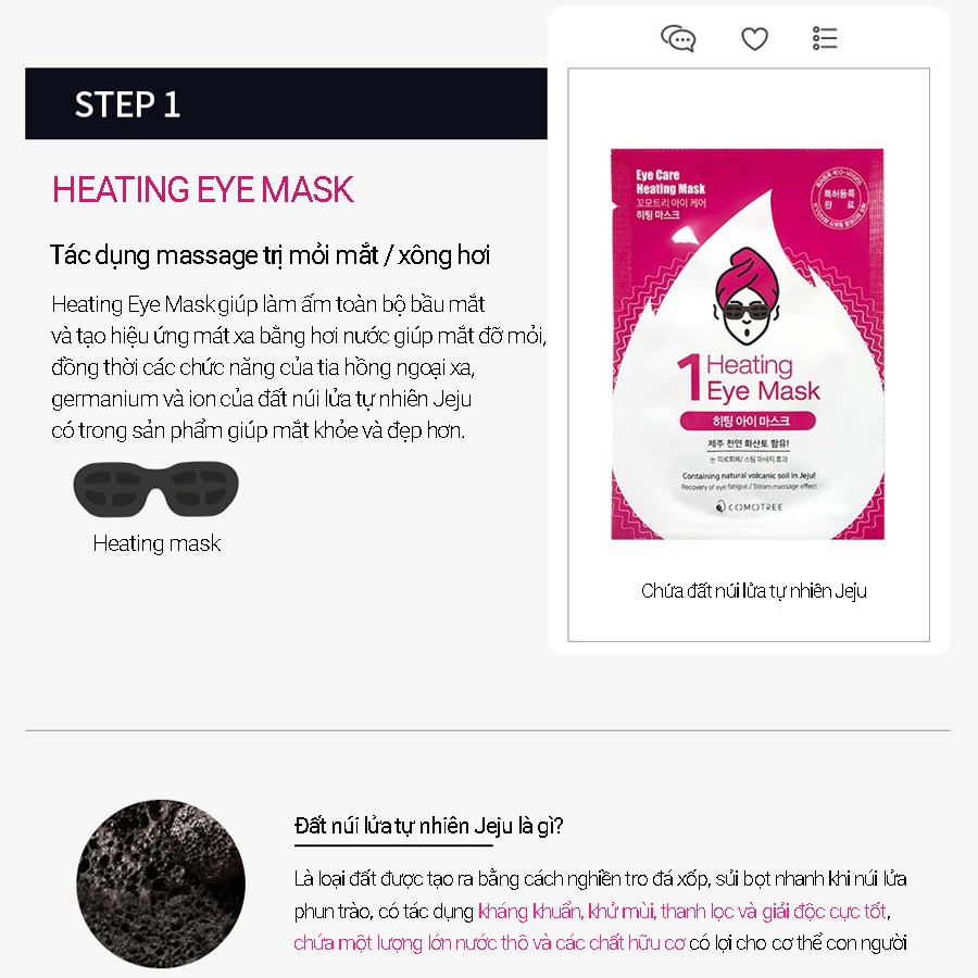 Mặt Nạ Nhiệt Thư Giãn Cho Mắt 2 trong 1 COMOTREE EYE CARE HEATING MASK_Mỹ phẩm Hàn Quốc chính hãng