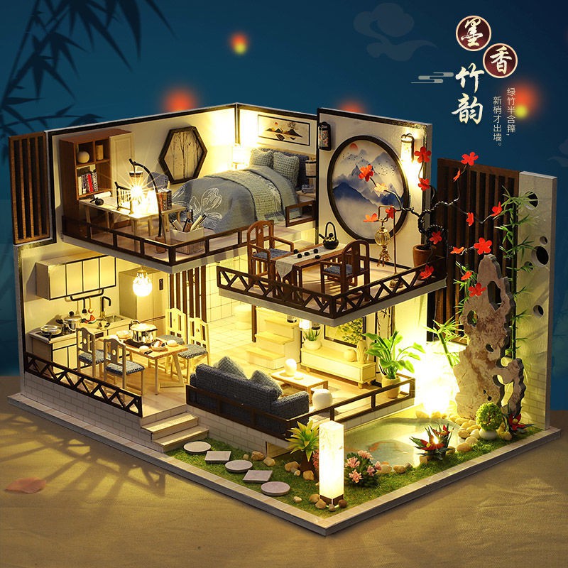 diy Ngôi nhà nhỏ làm bằng tay mô hình nhà lắp ghép đồ chơi trẻ em sáng tạo món quà năm mới bé gái