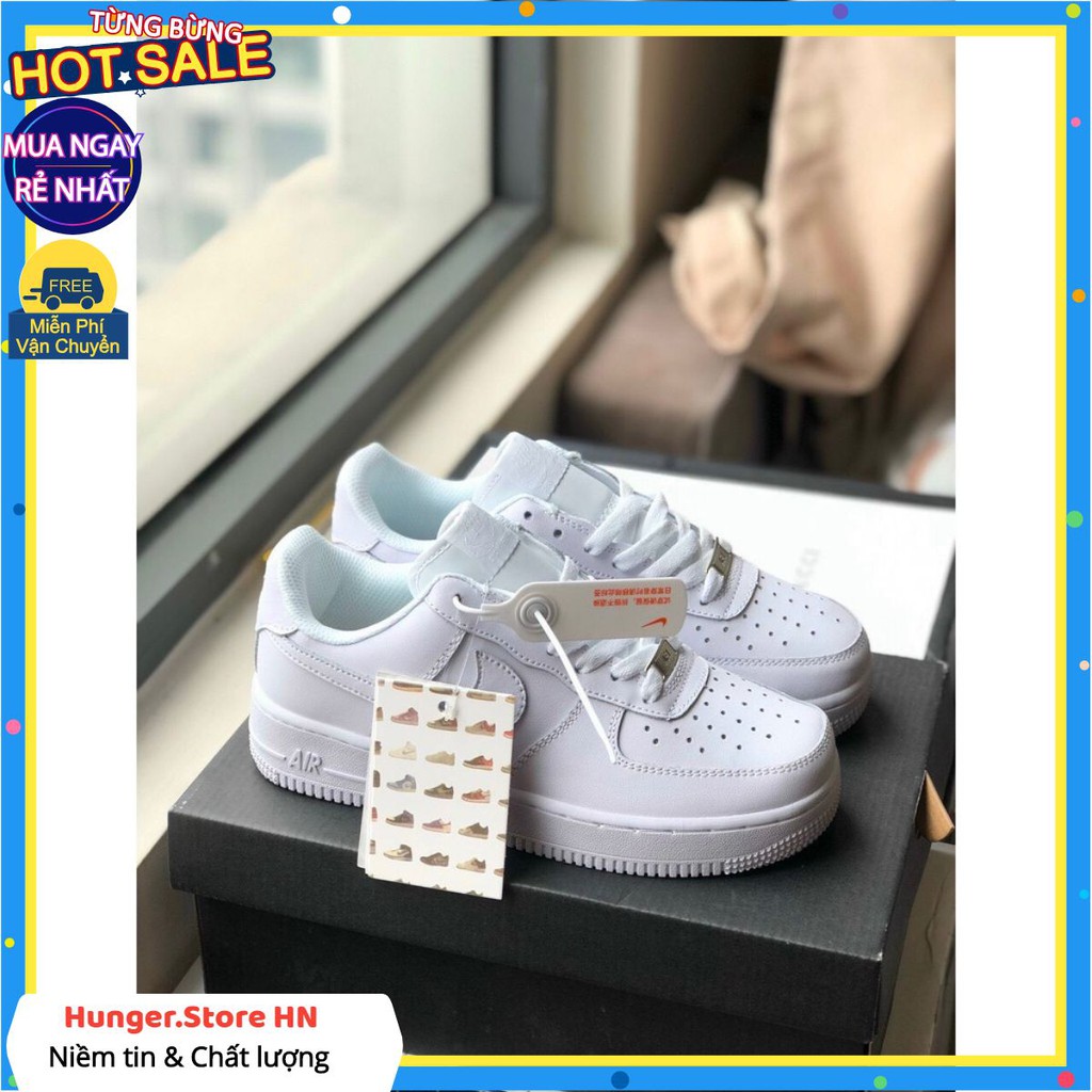 Giày thể thao AF1 [Chuẩn 1:1] màu trắng,[Mã NAT2 voucher giảm 15k] Cao 3cm, NK AF1 Full trắng +Full bill-Hunger.Store HN