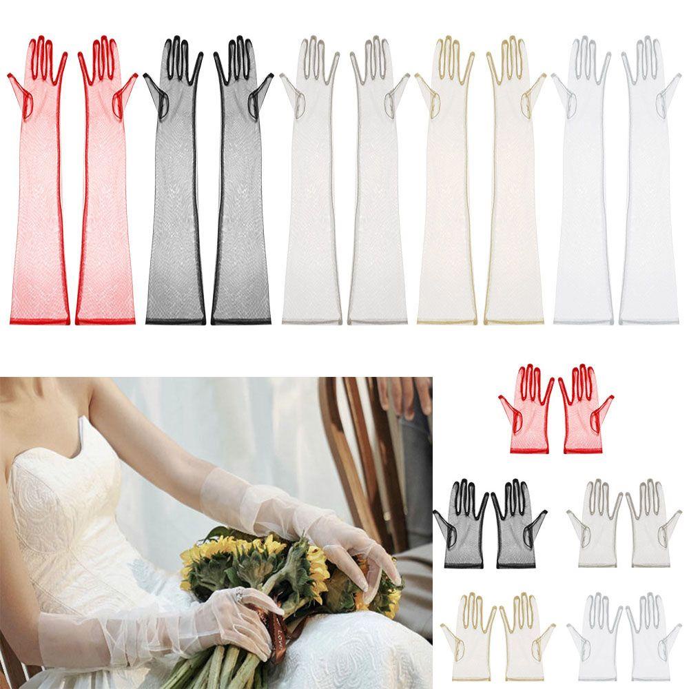 EUCA 1 Đôi Găng Tay Vải Tuyn Xỏ Ngón Siêu Mỏng Cho Cô Dâu