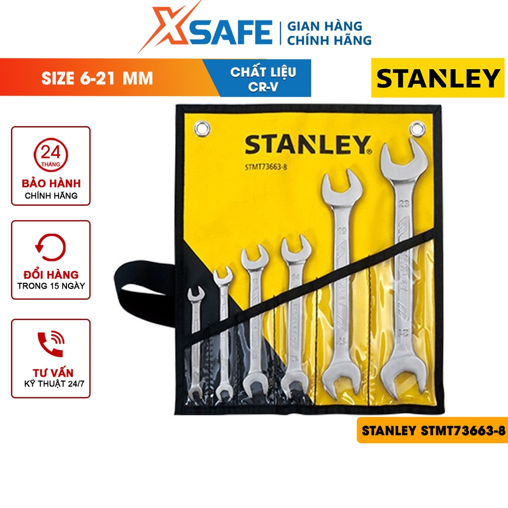 Bộ cờ lê 2 đầu miệng STANLEY STMT73663-8 6-23MM, thép chrome vanadium, dùng lắp ráp, sửa chữa, bảo trì - Chính hãng