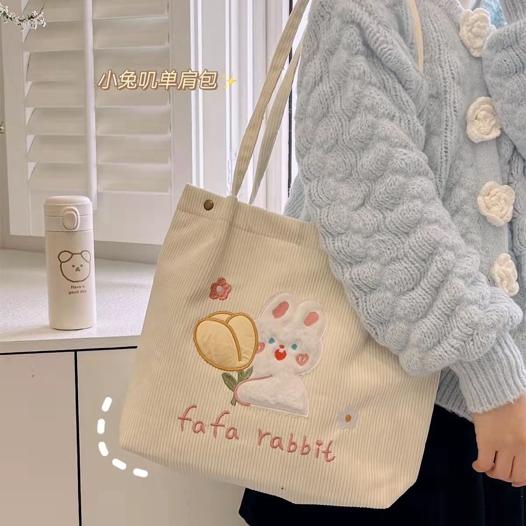 [Hàng Có Sẵn] Túi Xách Canvas Xách Tay Một Mức Độ Mang Theo Được Cho Nữ Sinh