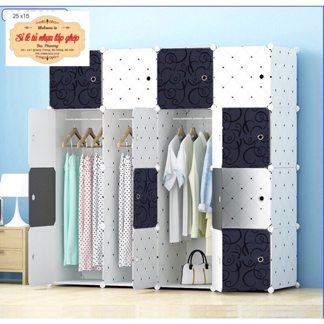 TẶNG 1 MÓC CÀI VÀ 2 TREO ĐỒ- TỦ NHỰA GHÉP 16 Ô SIÊU SANG CHẢNH SÂU 47cm. MẪU BÁN CHẠY NHẤT