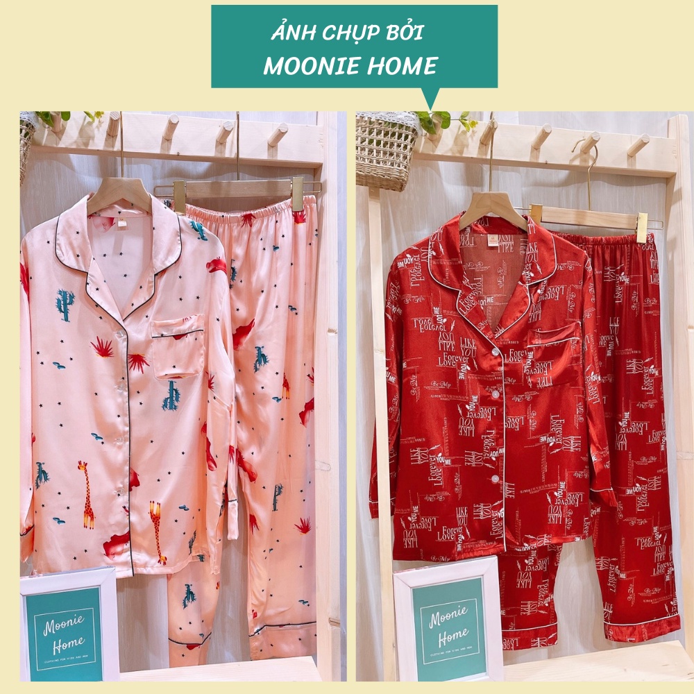 [Lụa Hàn Cao Cấp] Bộ Pijama Nữ Lụa Hàn Tay Dài Đẹp (Mịn, mướt &amp; Nhẹ)