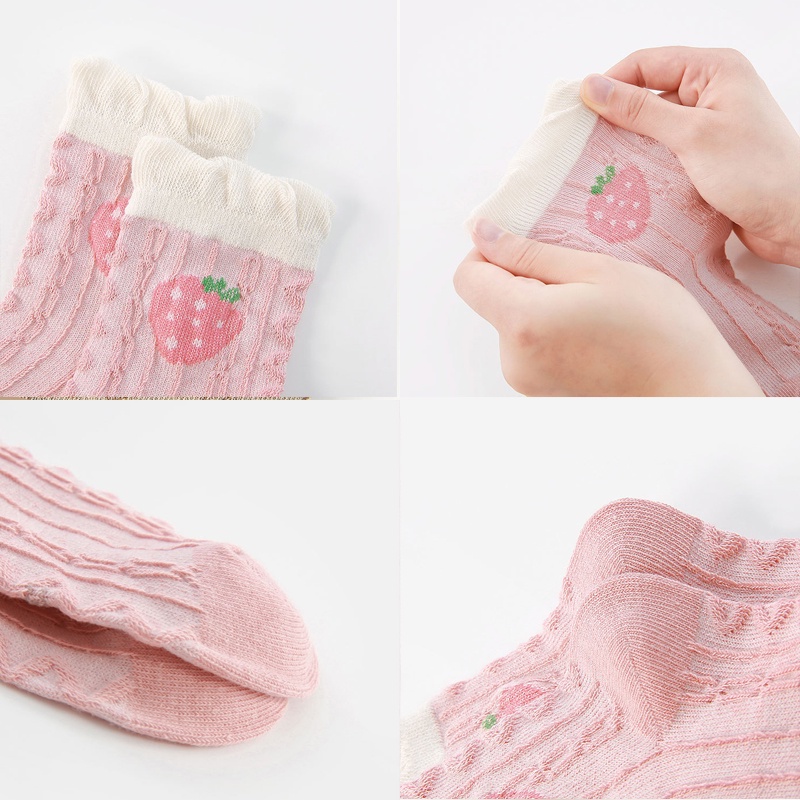 Set 5 đôi tất KOKOROCARE MSW-41 cotton họa tiết dâu tây xinh xắn cho bé 1-8 tuổi