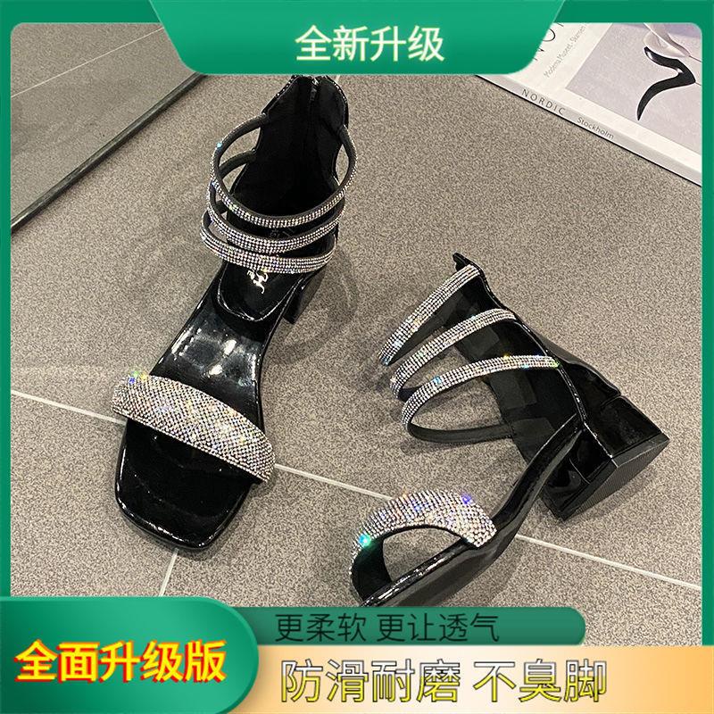 Xăng đan Cao Gót Đính Đá Có Dây Kéo Mẫu Mới 2022 Dành Cho Nữ