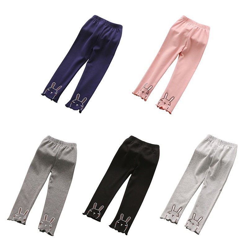 Quần legging cotton thêu hình mèo dễ thương cho bé gái