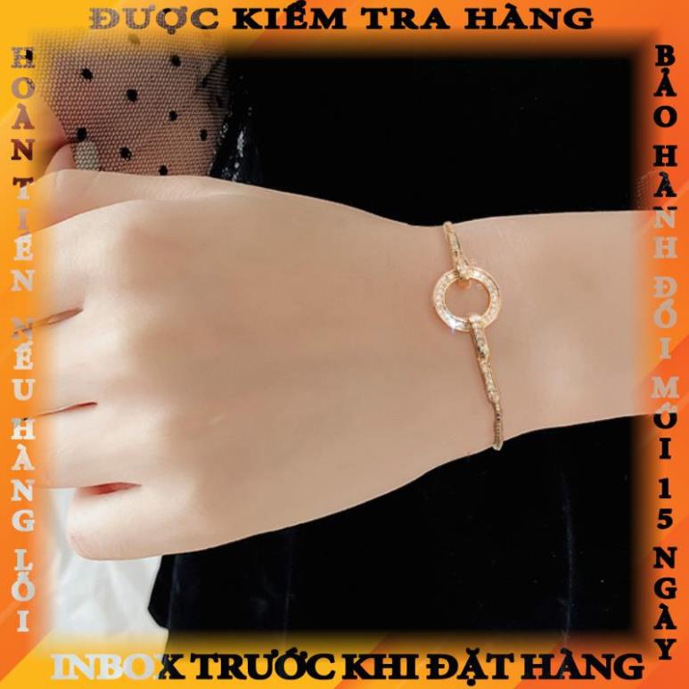Vòng tay thép titan mạ vàng 18K đính kim cương nhân tạo mặt khóa tình nhân trangiang