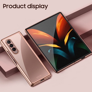 Ốp điện thoại cứng trong suốt mạ viền sang trọng thời trang cho Samsung Galaxy Z Fold 3 5g 2021
