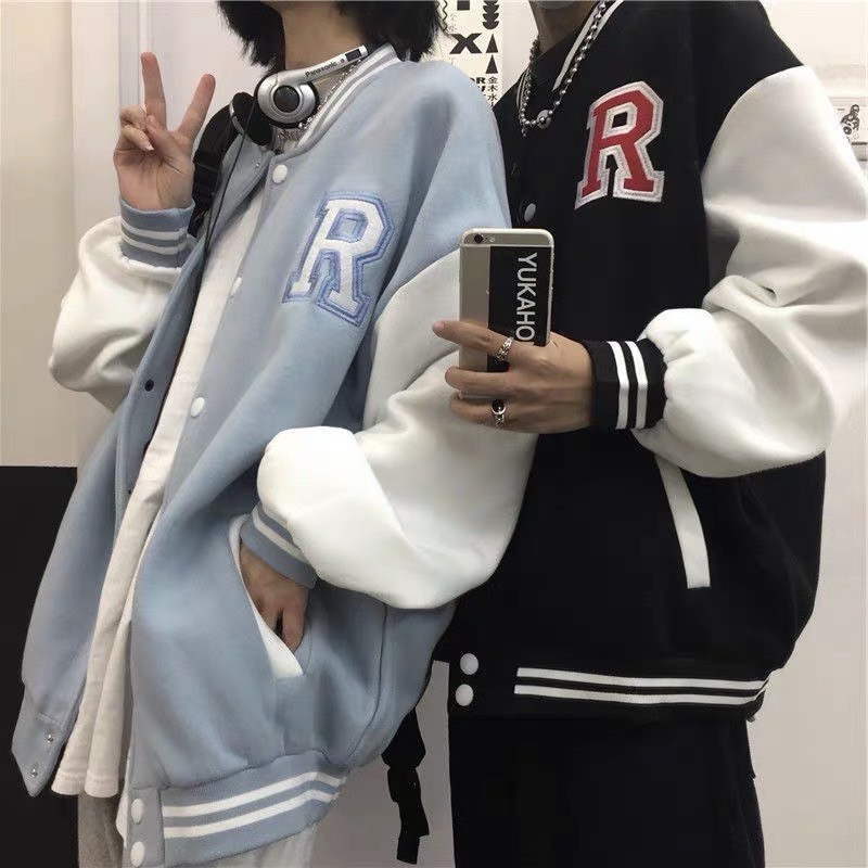 Áo khoác form rộng tay dài bomber RAYSON ulzzang - Áo Khoác Bóng Chày Unisex Nam Nữ