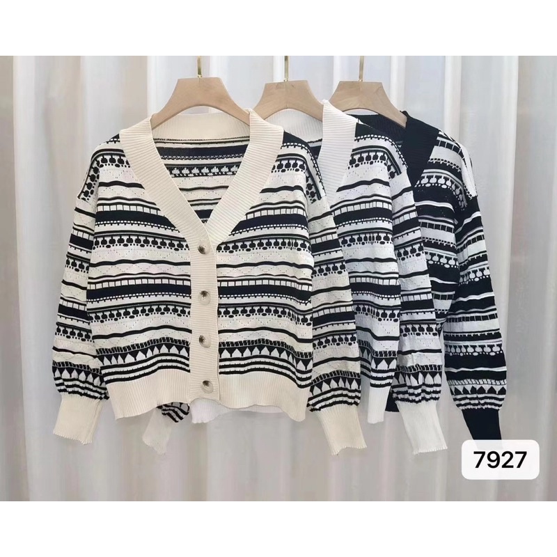 Áo Cardigan len mỏng Tay Dài Cổ Chữ V Họa Tiết thổ cẩm, cảdigan kim cương oversize hai màu đen be - shopbelinh