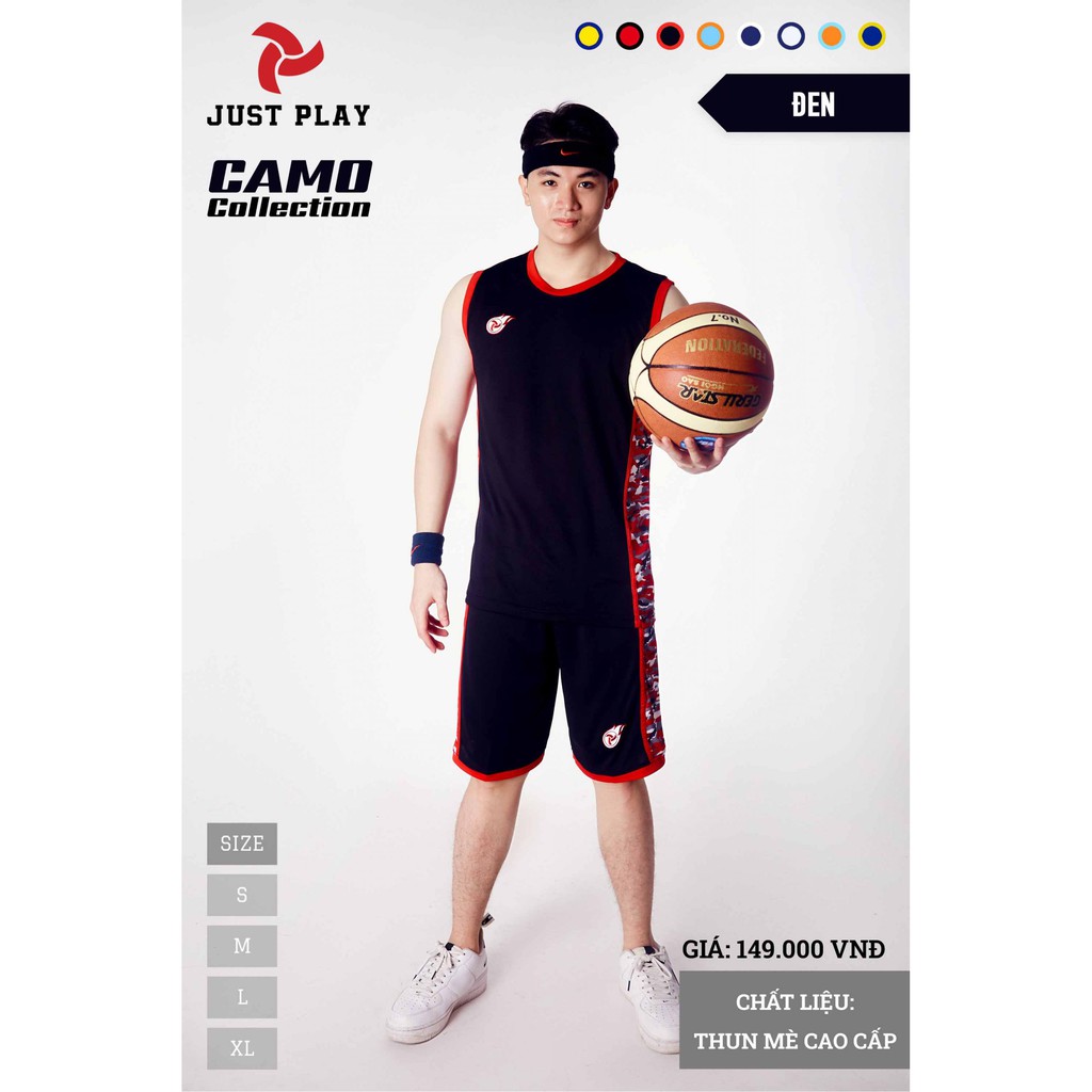 Set Quần Áo Bóng Rổ Camo Đen Thoáng Mát - ViKi Sport