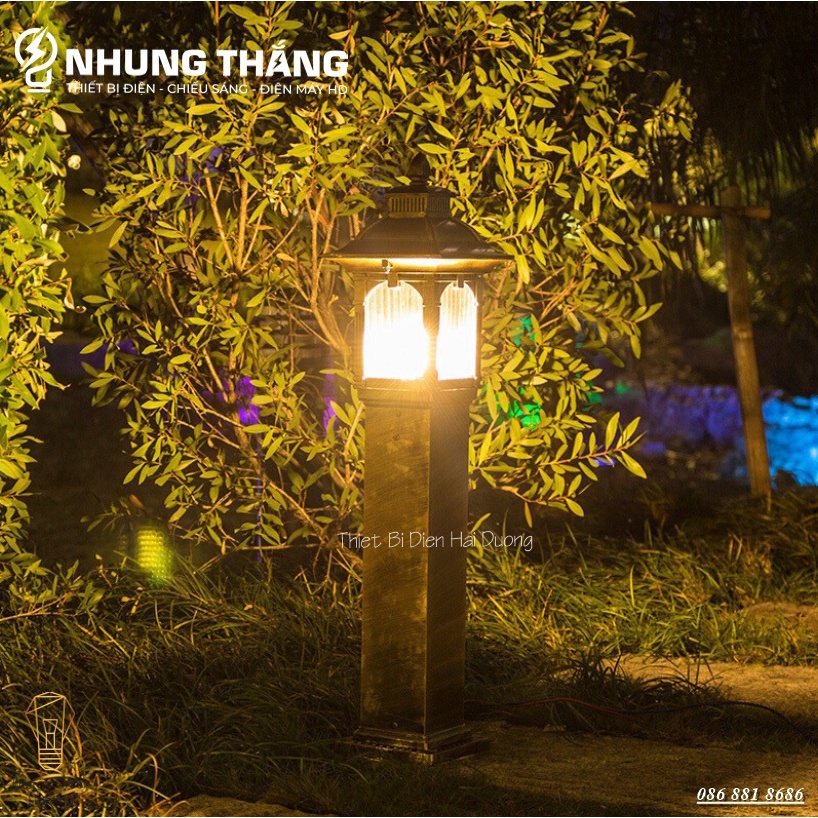 Đèn Cột Trang Trí Sân Vườn Cổ Điển DSV-1172 Chống Nước - Chiều Cao 82cm - Cắm Điện 220V - Kèm Bóng G45 - Bảo Hành 1 Năm