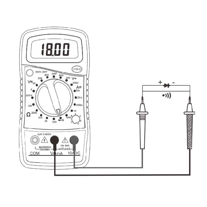 DT850L Handheld Digital Multimeter LCD Display 1999 Counts AC/DC Tester Ammeter
